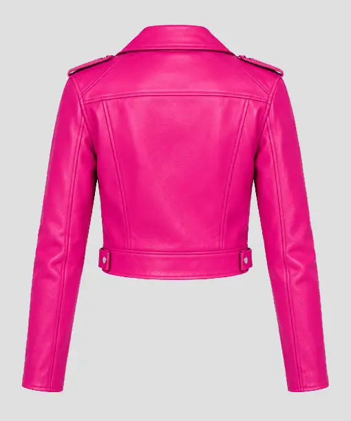 Ciara Pink Motorcycle Leather Jacket