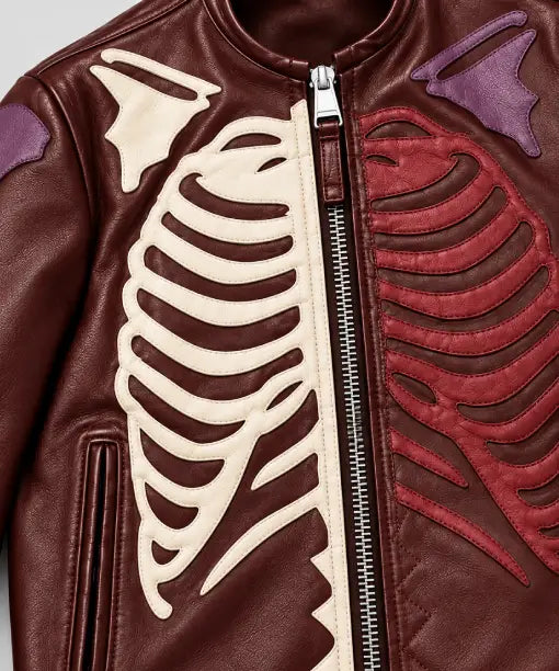 Halloween Skeleton Bones Leather Jacket