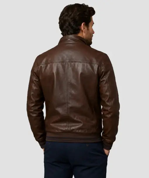 Mens Brown Bomber Leather Jacket