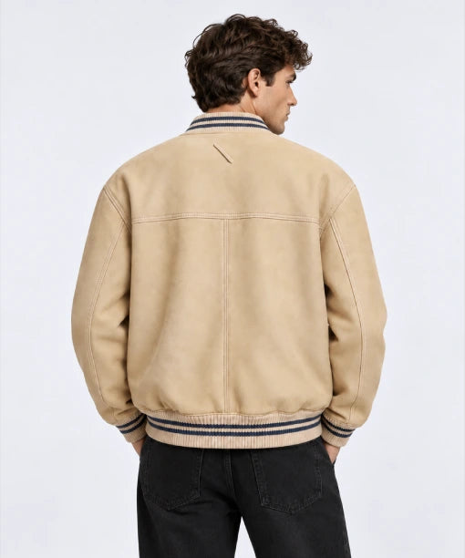 Trimmed Shearling Bomber Jacket