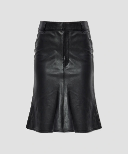 Women Black Leather Skirt