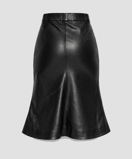 Women Black Leather Skirt