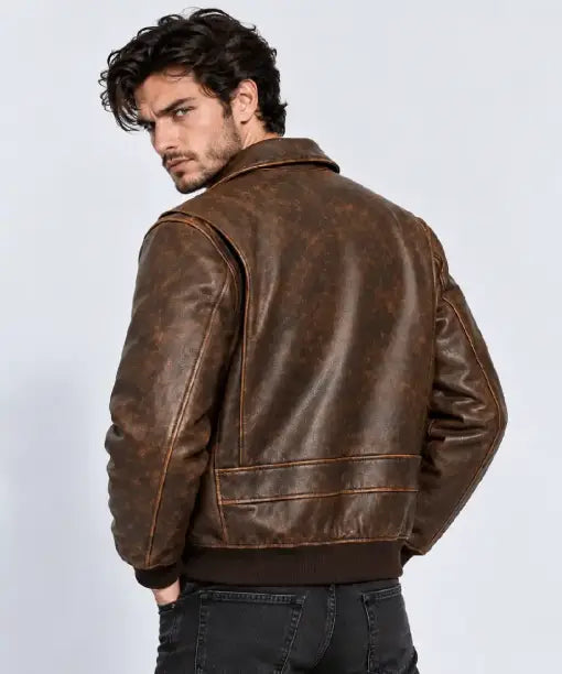 Clayton Aviator Bomber Leather Jacket