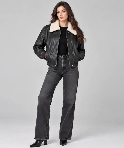 Elliott Shearling Aviator Leather Jacket