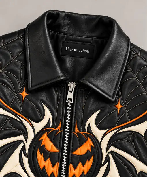 Halloween Pumpkin Black Bomber Jacket