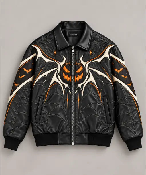 Halloween Pumpkin Leather Jacket