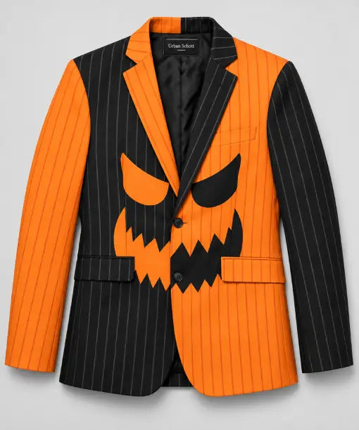 Halloween Pumpkin Pinstriped Blazer