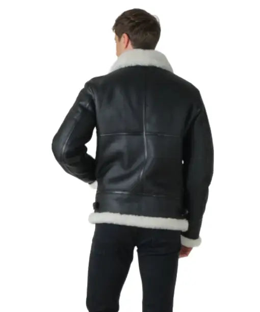 Mens Black Aviator Leather Jacket