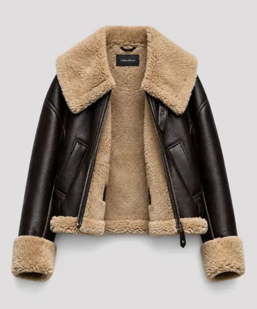 Monaco Shearling Aviator Brown Jacket
