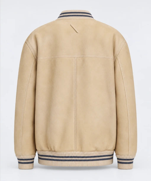 Prada Trimmed Shearling Varsity Jacket