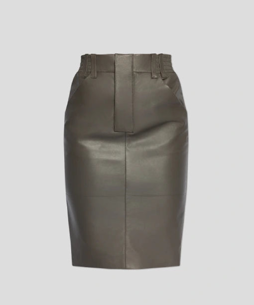 Saint Laurent Grey Leather Skirt