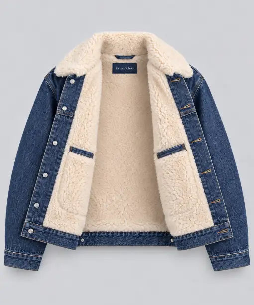 Schott Sherpa Denim Fur Jacket