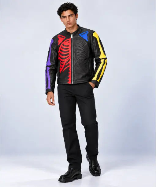 Schott Skeleton Bones Halloween Leather Jacket