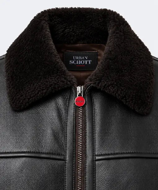 Shearling Trimmed Leather Jacket