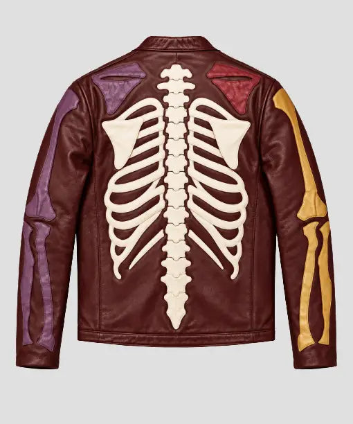 Skeleton Bones Halloween Leather Jacket