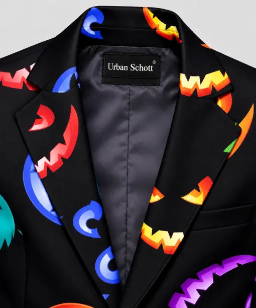 Urban Schott Halloween Pumpkin Print Blazer