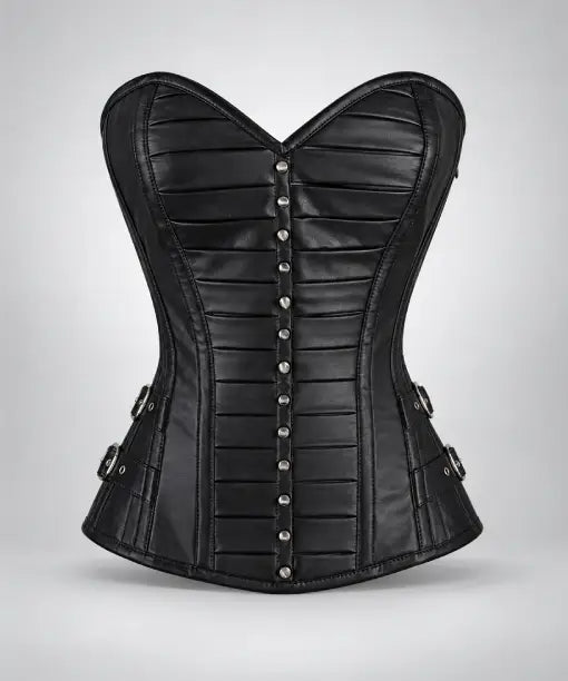 Women Gothic Black Leather Corset