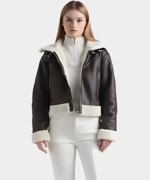 Women’s Brown Shearling Leather Jacket