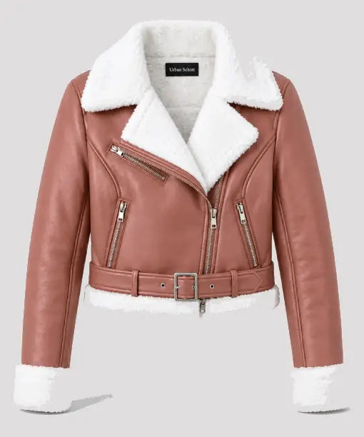 Women’s Crop Boxy Shearling Aviator Jacket
