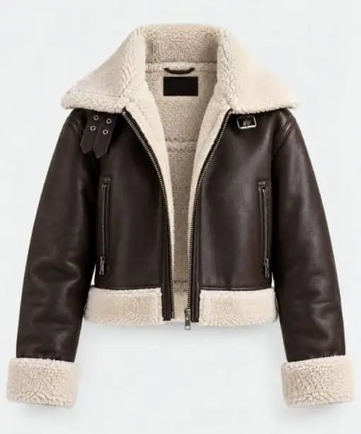 Women’s Crop Shearling Leather Jacket